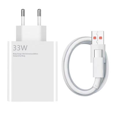 China Qc 3.0 Fast Charger 2022 Amazon Hot Sell EU Plug Mobile Phone Chargers For Mi 33W Fast Charger Xiaomi With 6A Fast Charger Cable Set for sale