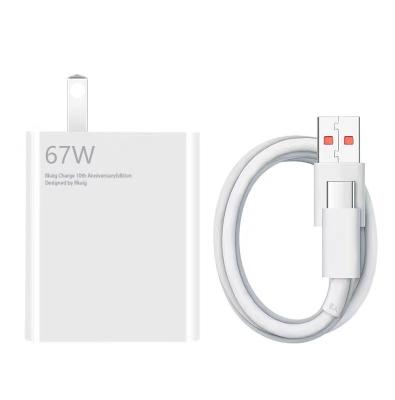 China Qc 3.0 Fast Charger 2022 Hot sell 67w US Plug USB Mobile Charger For xiaomi Super  Fast Charging  with Fast Cable Quick Travel Charger Set for sale