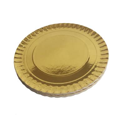 China Birthday Wedding Party Restaurant Food Grade Gold Paper Greaseproof Disposable Tableware Set Disposable Paper Plate for sale