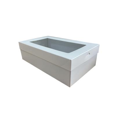 China Large Recyclable White Catering Tray / Corrugated Cardboard Boxes With Window Lid for sale