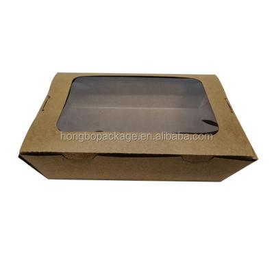 China Greaseproof Brown Take Out Paper Snack Box Food Grade Disposable Paper Snack To Go Box for sale