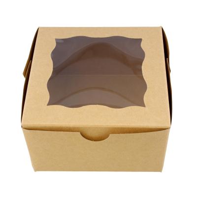 China Recycled Materials Brown Bakery Boxes with Window, 25pk - 4in x 4in Cake Boxes for sale