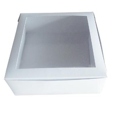 China Recycled Materials 10x10x4 Inch White Cake Box With Window for sale