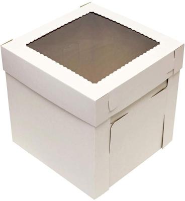 China Recycled Materials Cake Boxes With Window 25pk 10 x 10 x 8in White Bakery Boxes, Disposable Cake Containers, Dessert Boxes for sale