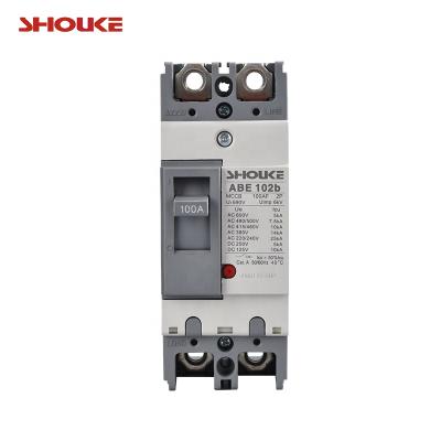 China Power control panel ABE102b 125A 2P molded case circuit breaker ABE DP mccb 125amp 2 pole wall switch residential electric circuit breaker for sale