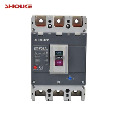 China Plastic copper molded case circuit breaker UCB250S 100A 3P mccb 100amp molded case circuit breaker UCB 250A for sale