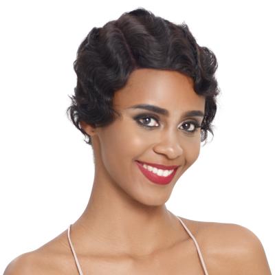 China Curly Pixie Cut Human Hair Wigs Short Hair Finger Wave Hair Silky Straight Brazilian Curly Lace Wig Pixie Cut Wig for sale