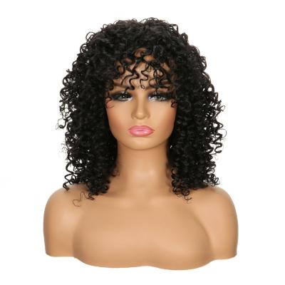 China Water Wave African Curly Human Hair Synthetic Wigs 18 Inches Long Chemical Fiber Wig Deep Wave Loose Medium Curly Female Headwear for sale