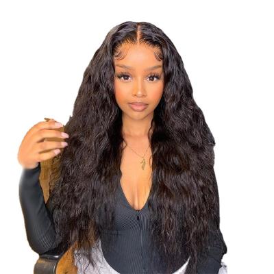 China Black Heat Resistant Synthetic Water Wave Hair Wigs Front Curly Fiber Wig Water Wave Wigs High Quality Synthetic Hair Lace Headgear for sale