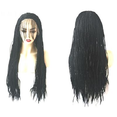 China Synthetic Water Wave Headband Braided Lace Front Wigs African Kinky Synthetic Long Hair Ladies Black Braid Wig Curly Hair for sale