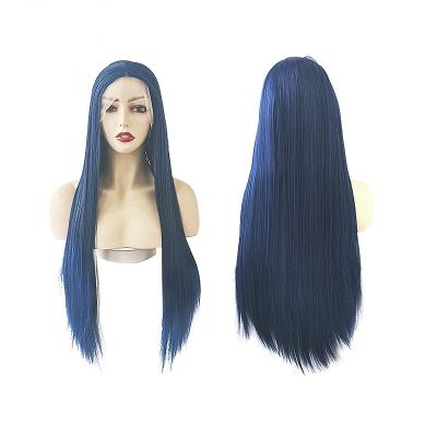 China Water Wave 150 Lace Front Wig Synthetic Hair Straight Wig 24 Inches Black High Temperature Resistant Silk Fiber Heat Resistant Wig for sale