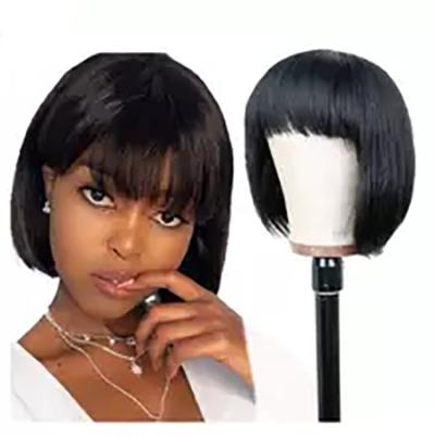 China 100% Human Hair Bob Wig China Wig Short Bob Wave Hair Peruvian Silky Straight Fringe Wig With Bang No Lace for sale