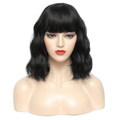 China Wholesale Cheap Hot Seller Synthetic High Quality Fiber Hair Women Water Wave Sale Short Curly Bob Wigs Heat Resistant Synthetic Hair for sale