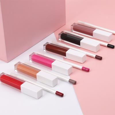 China Custom Logo Vegan Matte Lip Pencil Waterproof Lipstick Waterproof Brown Private Label Lip Liner Lip Gloss for sale