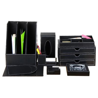 China Sharemore Excellent Handmade Leather Office Accessories Leather Stationery Set for sale