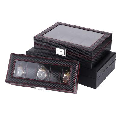 China High Quality Handmade Carbon Fiber Watch Case Gift Leather Watch Box For Men for sale