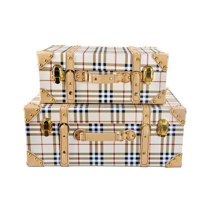 China Sharemore Handmade Vintage PU Leather Suitcase Luggage Set For Decorative for sale