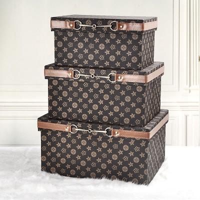 China Sharemore Handmade Luxury Custom Packing Storage Vintage PU Gift Box Vintage Suitcase Luggage Leather Sets with 3pcs for sale