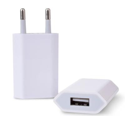 China Hot Sale 5V1A USB EU Plug Wall Adapter Mobile Phone Charger With Single Left USB Travel Charger for sale