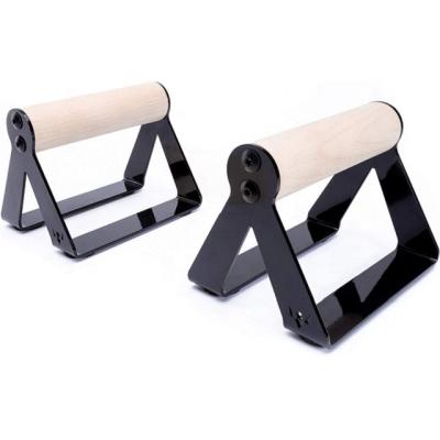 China Wellshow Durable Sport Pump Handstand Calithenics Parallette Non-Slip Wood Handle Bars Indoor Fitness for sale