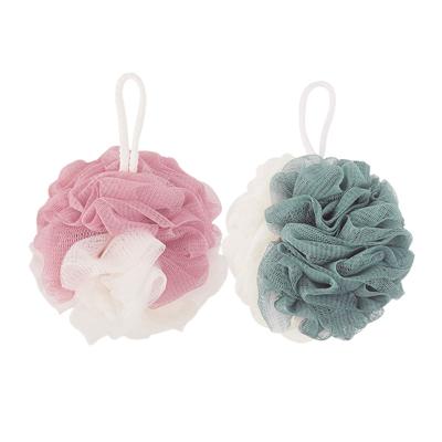 China EXFOLIATE Custom Plastic Puff Mesh Wash Bath Ball Sponge Loofah Exfoliating Bath Body Brush for sale