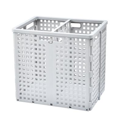 China Collapsible Minimalist Bathroom Kids Laundry Storage Plastic Dirty Basket Collapsible With Divider for sale