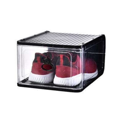 China Custom Black White Minimalist Luxury Folding Jordan Shoe Boxes Carton Showcase Storage Packaging Rack Organizer for sale