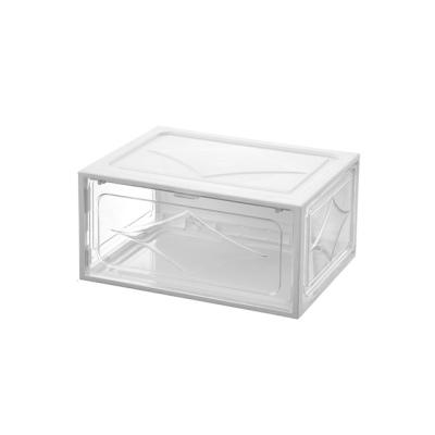 China Luxury Custom Folding Snacks Sneakers Storage Box Shoe Packaging Organizer Boxes Plastic Clear Display Case for sale