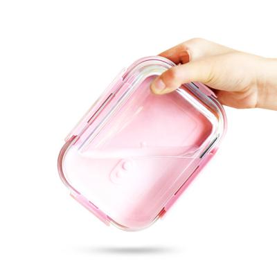 China Microwavable Eco-Friendly Leak Make Cool Storage Lunch Box Kids High Borosilicate Glass Food Self Storage Container Box BPA Resistant for sale