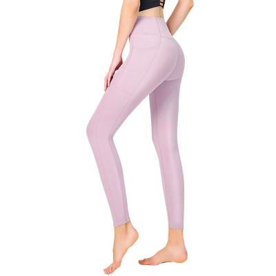 China NEW Breathable Nylon Spandex Women Workout Fitness Gym Wear Clothes Yoga Pants Gaiters For High Waisted Bare Feel With Pockets Age for sale