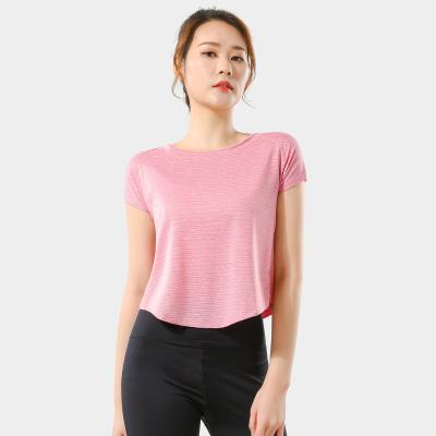 China Yogo Yoga Breathable Quick Dry Sport Round Neck Sleeve Top Custom T-shirt Workout Short Top Simple Gym Wear T-shirt For Women for sale