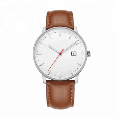 China High Quality Alarm Stainless Steel Made China Leather Japanese Movement Quartz Watches Customizable for sale