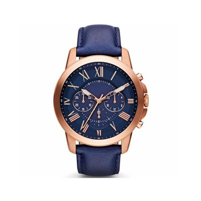 China High Quality Genuine Relojes Japan Alarm Movement Business Men's Blue Quartz Leather Watch for sale