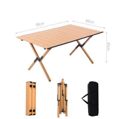 China Wholesale Solid Wood Outdoor Camping Egg Roll Table Self Driving Portable Travel Solid Wood Folding Table BBQ Camping Picnic Multi Fun for sale