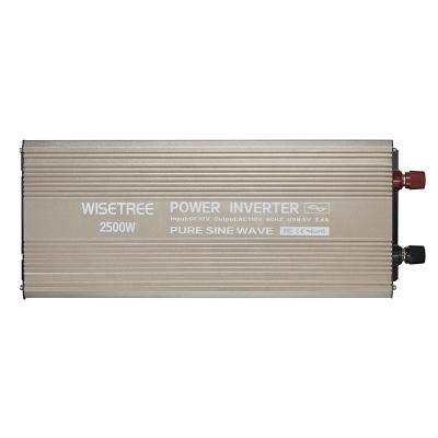 China Best Quality Wisetree Power Inverter DC 12v AC 110V 120V 220V 230V Pure Sine Wave Power Inverter 44*17*10.5cm 2500 Watt for sale