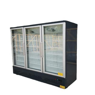 China Single-Temperature Glass Door Beverage Display Showcase With Cooling Wheel Fridge Freezer Cooler for sale