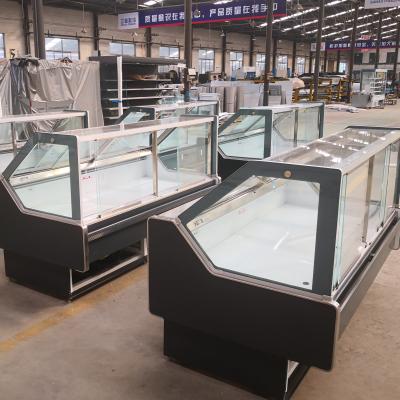 China Single-temperature Glass Supermarket Showcase For Food And Meat Refrigerator Serving Counter for sale