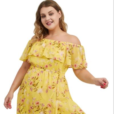 China Breathable Live Broadcast - Spring Summer Women Plus Size Yellow Color Sleeveless Off The Shoulder High Low Maxi Dress Party Dress Casual Dress for sale