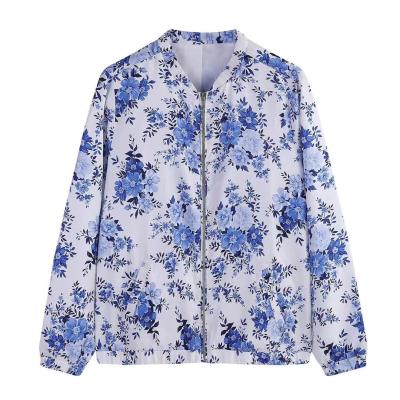 China New arrivals plus size! Women Large Size Polyester Digital Printed Bomber Jacket With Striping Plus Size for sale