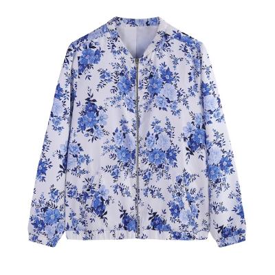 China New arrivals plus size! Women Large Size Polyester Digital Printed Bomber Jacket With Striping Plus Size for sale