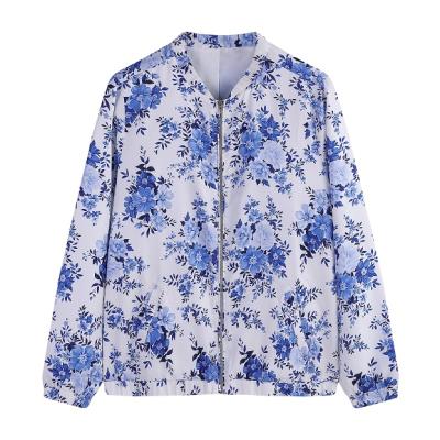 China New arrivals plus size! Women Large Size Polyester Digital Printed Bomber Jacket With Striping Plus Size for sale