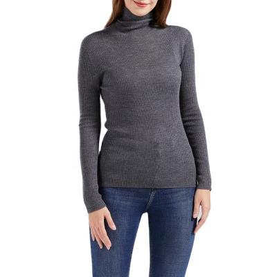 China Breathable READY TO SHIP Women Turtle Neck Sweater Merino Pure Wool Seamless Ribbed Long Sleeve Sweater Pullover Tops for sale