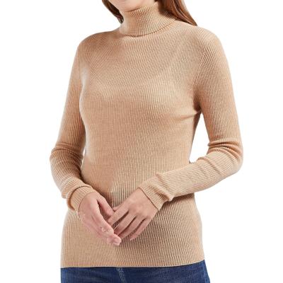 China Breathable READY TO SHIP Women Turtle Neck Sweater Seamless 100% Ribbed Long Sleeve Sweater Pullover Tops for sale