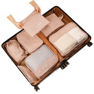 China Durable Travel Tote Cube 7 Pieces Packing Cubes Luggage Sets Waterproof Travel Organizer Bag Set For Suitcase for sale