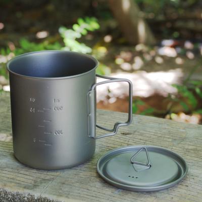 China Sustainable Outdoor Camping Hiking Ultralight Pure Titanium Camp Cup Folding 350ML Travel Tableware Mug With Handle Coffee Mug for sale