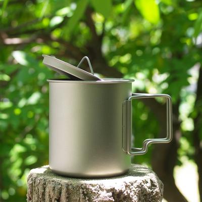 China New Hot Sale Viable 400ML Coffee Mug Camping Outdoor Tableware Set Beer Water Collapsible Drinking Pure Titanium With Lid Cup for sale