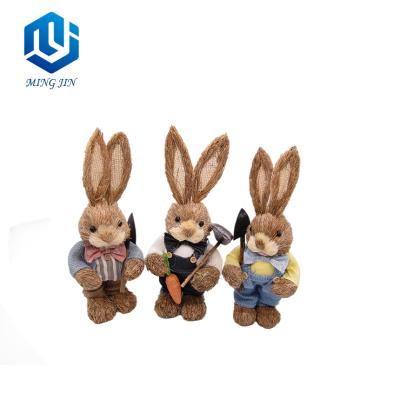 China Hot Selling Easter Rabbit Factory Price Farmer Style Rattan Easter Decoration Rabbit for sale