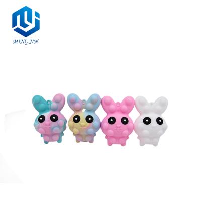 China Bubble Style Rabbit Easter Items Silicon Baby Toys Baby Key Chain Wholesale Silicon Small Toys for sale