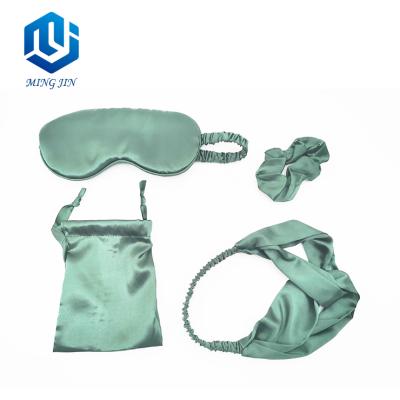 China New Lightweight 4pcs High Quality Satin Eyemask Shading And Scrunchie Set For Woman for sale