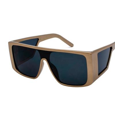 China 400 Sunglass Custom New Arrivals Plastic Sunglass Plastic UV Gold Women Punk Glasses Big Shading Mirror Flat Surface Square Sunglasses for sale